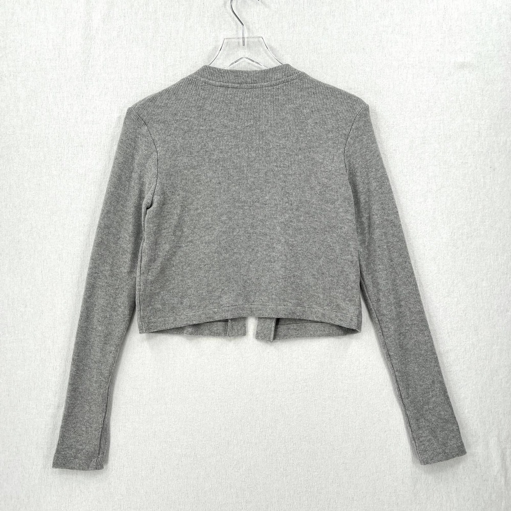ENZA COSTA Sweater Womens Medium Gray Cropped Long Sleeve Open Cardigan NEW - Picture 2 of 9